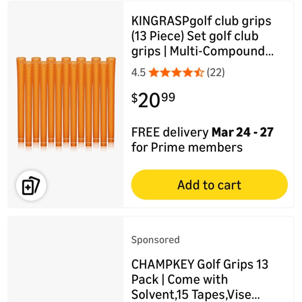 Kingrasp set of 13 midsize orange rubber golf club grips w/2-sided tape - NEW! - Picture 6 of 8